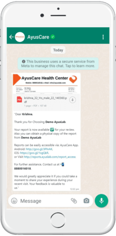 AyusCare Mobile App for Lab Result